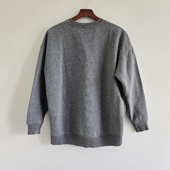 Zara Grey Oversized Plush Crewneck Sweatshirt Size Small - Picture 7 of 14
